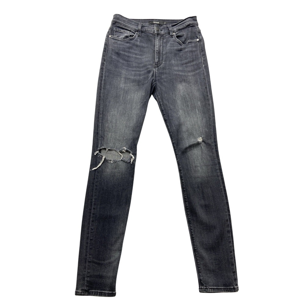 Hudson Barbara Skinny Jeans Womens 27 Gray Charcoal Distressed Stretch Denim
